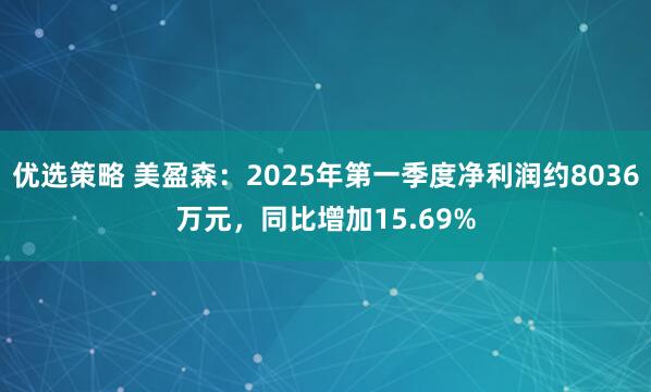 优选策略 美盈森：2025年第一季度净利润约8036万元，同比增加15.69%